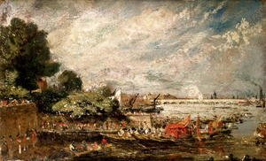 John Constable - Waterloo Bridge from above Whitehall Stairs, c.1819