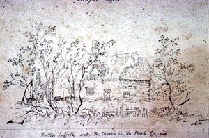 Cottage at East Bergholt, with a well