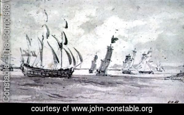 John Constable - Shipping in a Breeze in the Thames or Medway