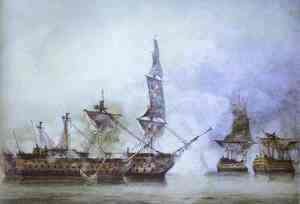 H.M.S. Victory at the Battle of Trafalgar, 1805