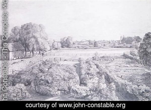 John Constable - View of East Bergholt over the kitchen garden of Golding, Constable's house