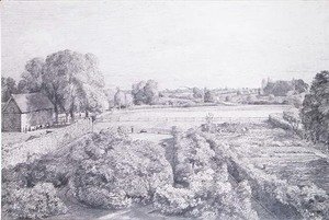 John Constable - View of East Bergholt over the kitchen garden of Golding, Constable's house