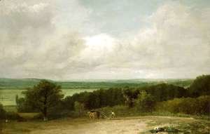 John Constable - Wooded Landscape with a ploughman
