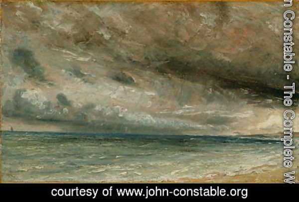 John Constable - The Coast at Brighton - Stormy Evening, c.1828