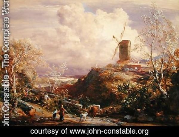 John Constable - Windmill on a Hill with Cattle Drovers