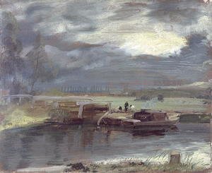 Barges on the Stour with Dedham Church in the Distance, 1811