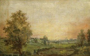 John Constable - Landscape Near Dedham at Sunset