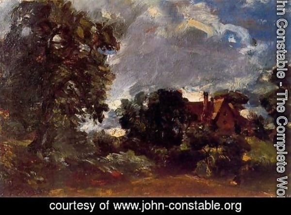 John Constable - A cottage lane at Langham (Sketch for the Glebe farm)
