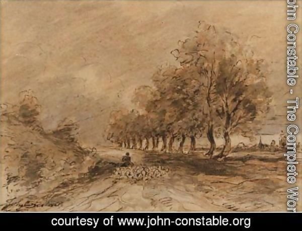 John Constable - Landscape With A Shepherd And His Flock