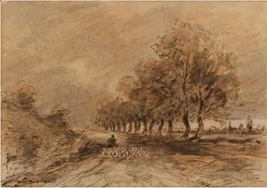 John Constable - Landscape With A Shepherd And His Flock