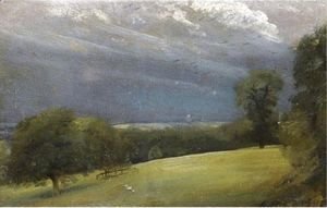 John Constable - View Across The Lawn At West Lodge, Stratford St Mary, Near East Bergholt