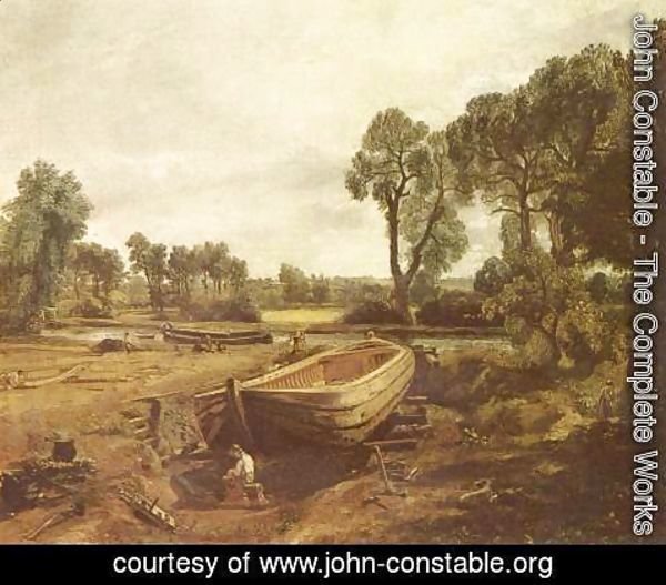 John Constable - Boat building in Flatford