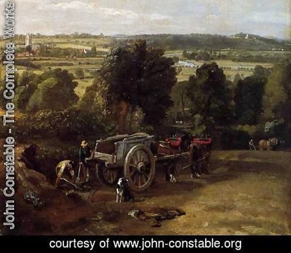 John Constable - The Stour-Valley with the Church of Dedham (detail) 1814