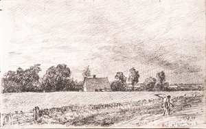 John Constable - Cottages and road, East Bergholt