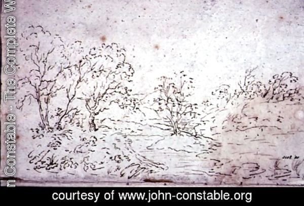 John Constable - Landscape a stream running between trees