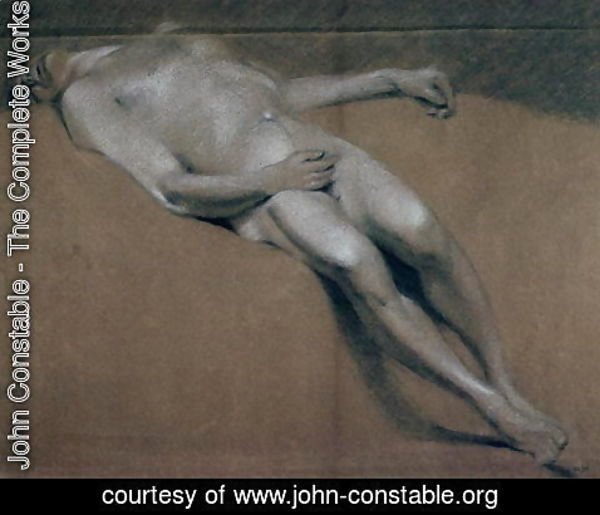 John Constable - Study of a recumbent male nude