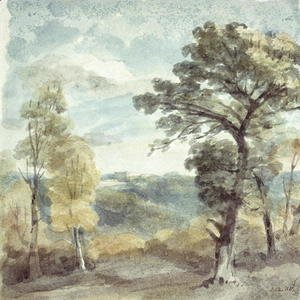 John Constable - Landscape with Trees and a Distant Mansion