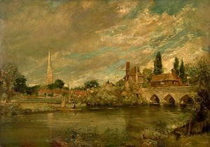 John Constable - The Bridge of Harnham and Salisbury Cathedral, c.1820