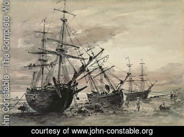 John Constable - Coal Brigs on Brighton Beach, c.1824