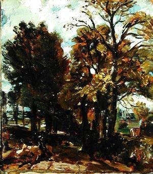 John Constable - Sketch of a Lane at East Bergholt, c.1810
