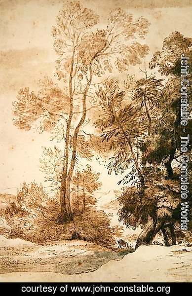 John Constable - Trees and Deer, after Claude, 1825