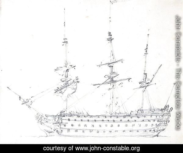Broadside View Of H.M.S. Victory In The Medway