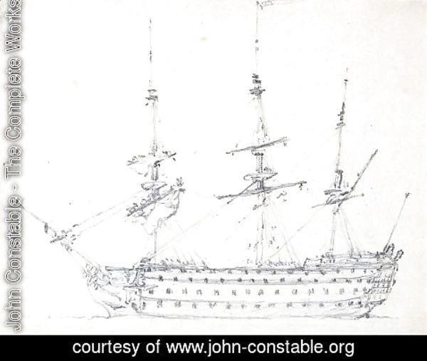 John Constable - Broadside View Of H.M.S. Victory In The Medway