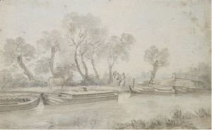 John Constable - Barges On The River Stour At Flatford, Suffolk
