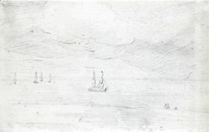 John Constable - Coastal Scene With Boats