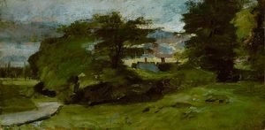 John Constable - Landscape with Cottages