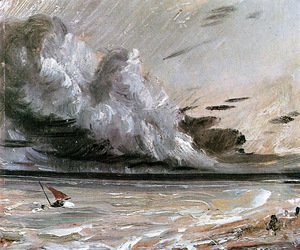 John Constable - Coast scene with breaking cloud Sun