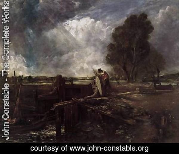 John Constable - A Boat at the Sluice (sketch)
