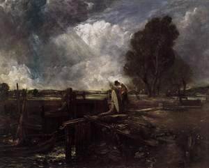 John Constable - A Boat at the Sluice (sketch)
